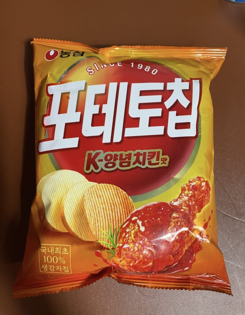 a front view of potato chips k-yangnyeom chicken, showing the overall design and giving a clear look at the product’s presentation.