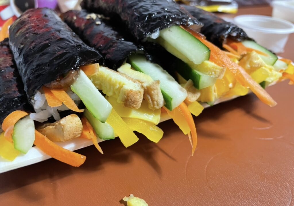 another angle of the front packaging, showing the clean and minimal look commonly associated with gimbap